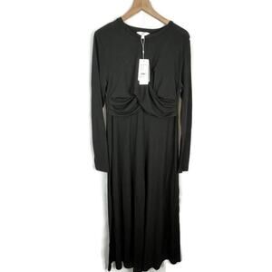 NWT Ripe Tara Crossover Nursing Maxi Dress - Fine Black Knit Maternity Size XL